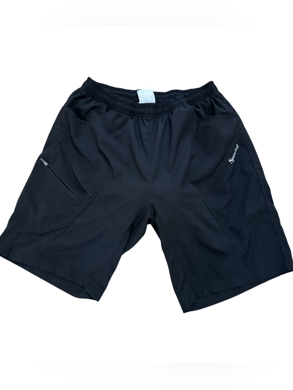 🚴♂️Spowind Men’s Black 9” Inseam Padded Athletic Pull On Biking Shorts | XL